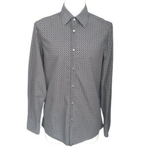 ⚡️BUY 3 for $55⚡️ SZ M Slim Fit Black Print 100% Men's Cotton Shirt